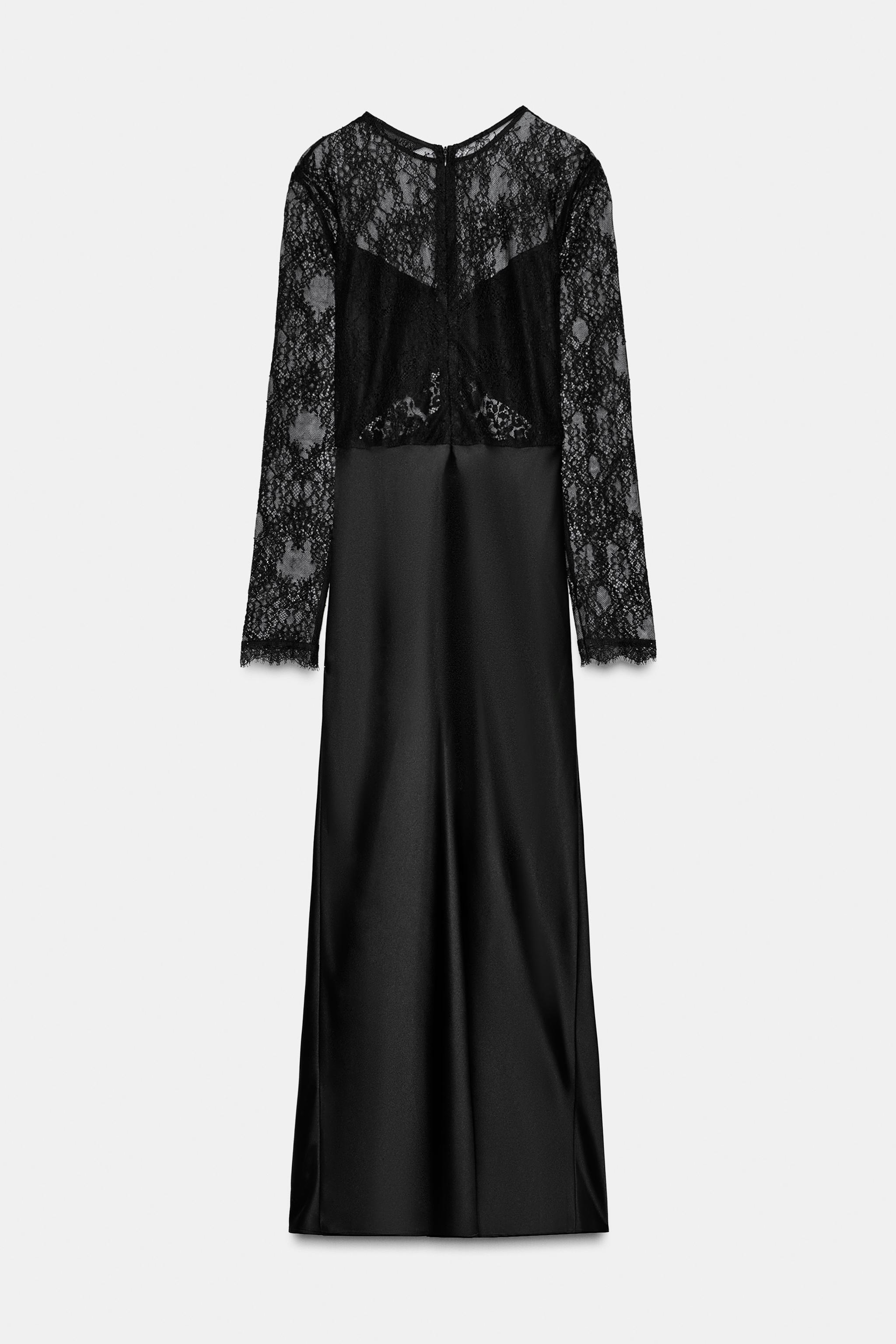 LONG COMBINATION LACE DRESS